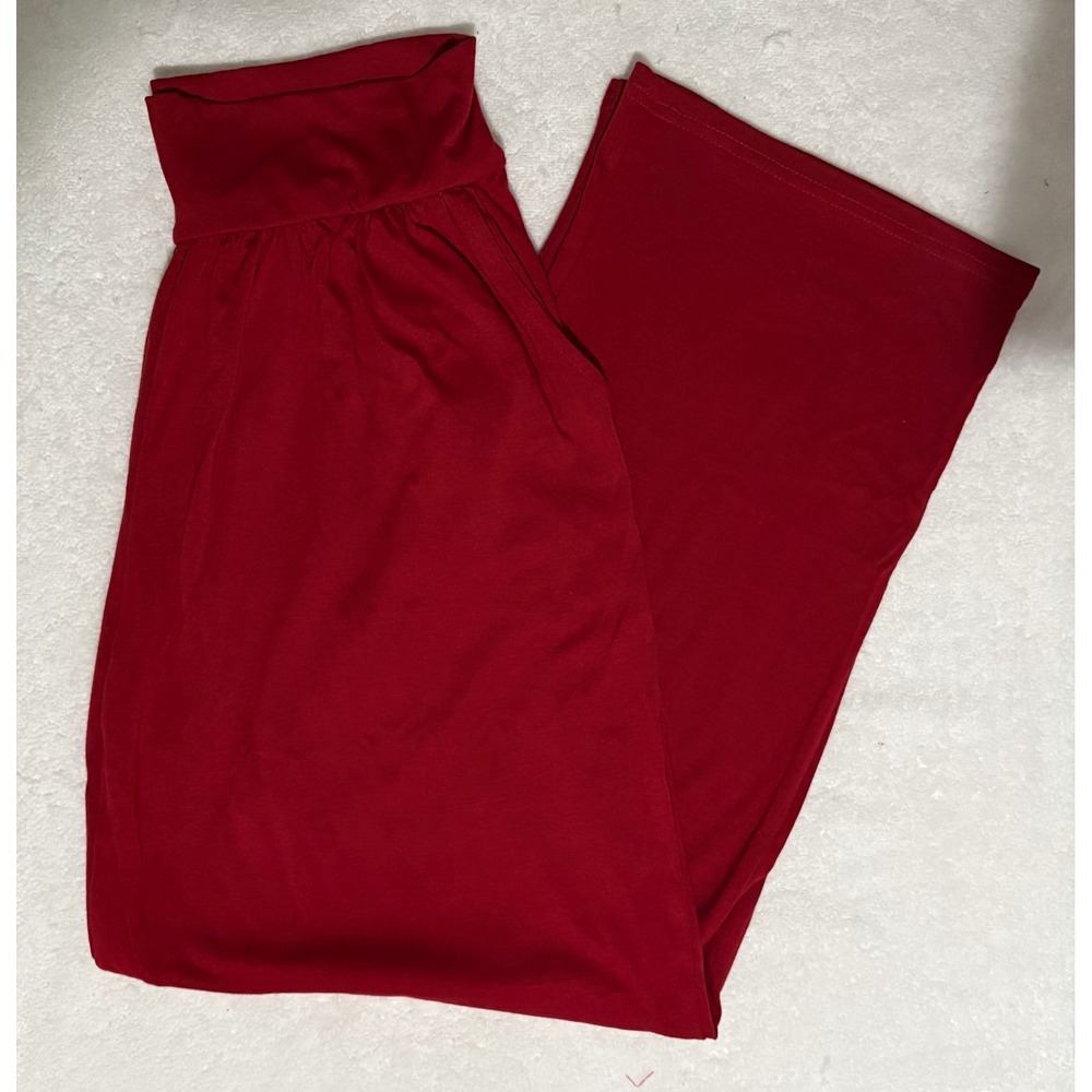 NEER Red Wide Leg Pants High Waisted Stretchy Lounge Yoga Trousers NEW